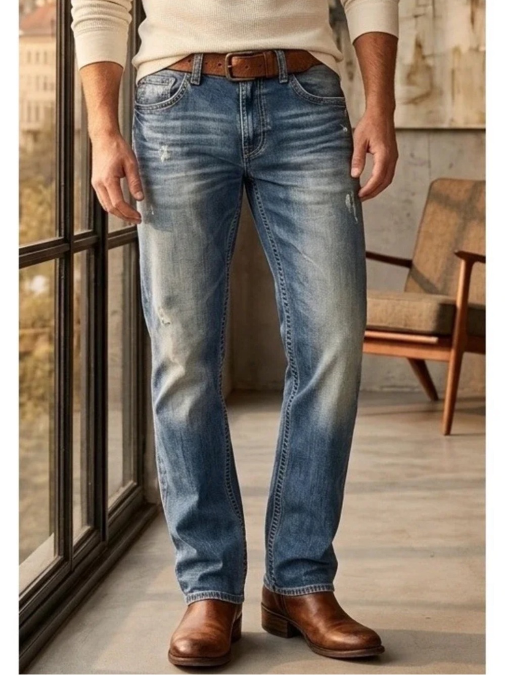 Guess Men’s Faded Pasadena Straight Leg Jeans